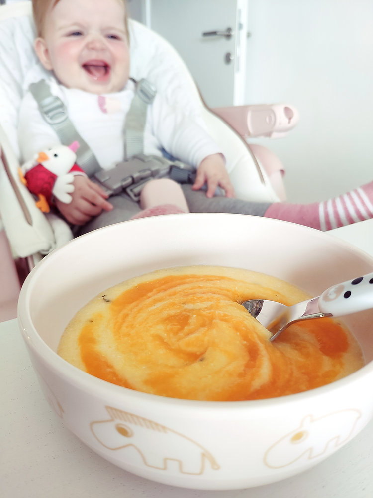 Kremna polenta s sirom in muškatno bučo(9m)